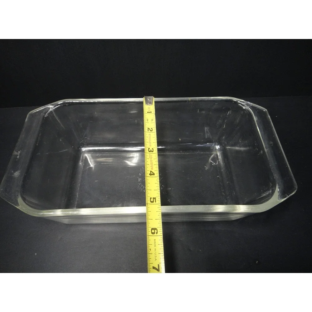 Pyrex 215-B Clear Glass Loaf Pan Vintage 1.5 Quart Rectangular Baker Made in USA